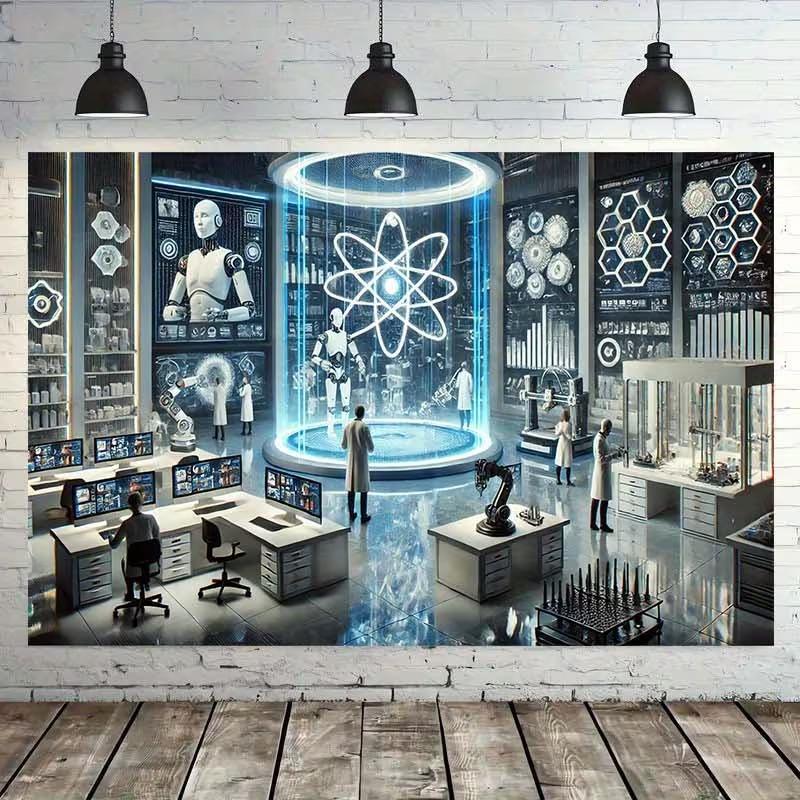 Futuristic Tech Lab Backdrop, STEM Classroom & Science Fair Decor