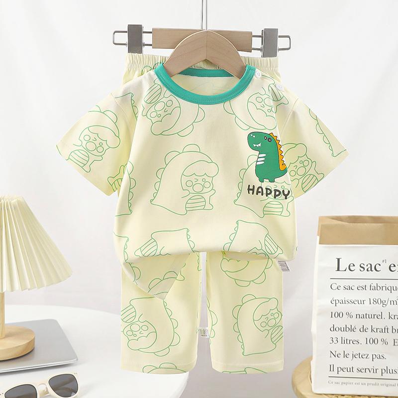 Sommer Kinder Kurzarm O Neck T-shirt Hosen Set Casual Baggy 2 stücke Anzug Baumwolle Cartoon Printes Outfit