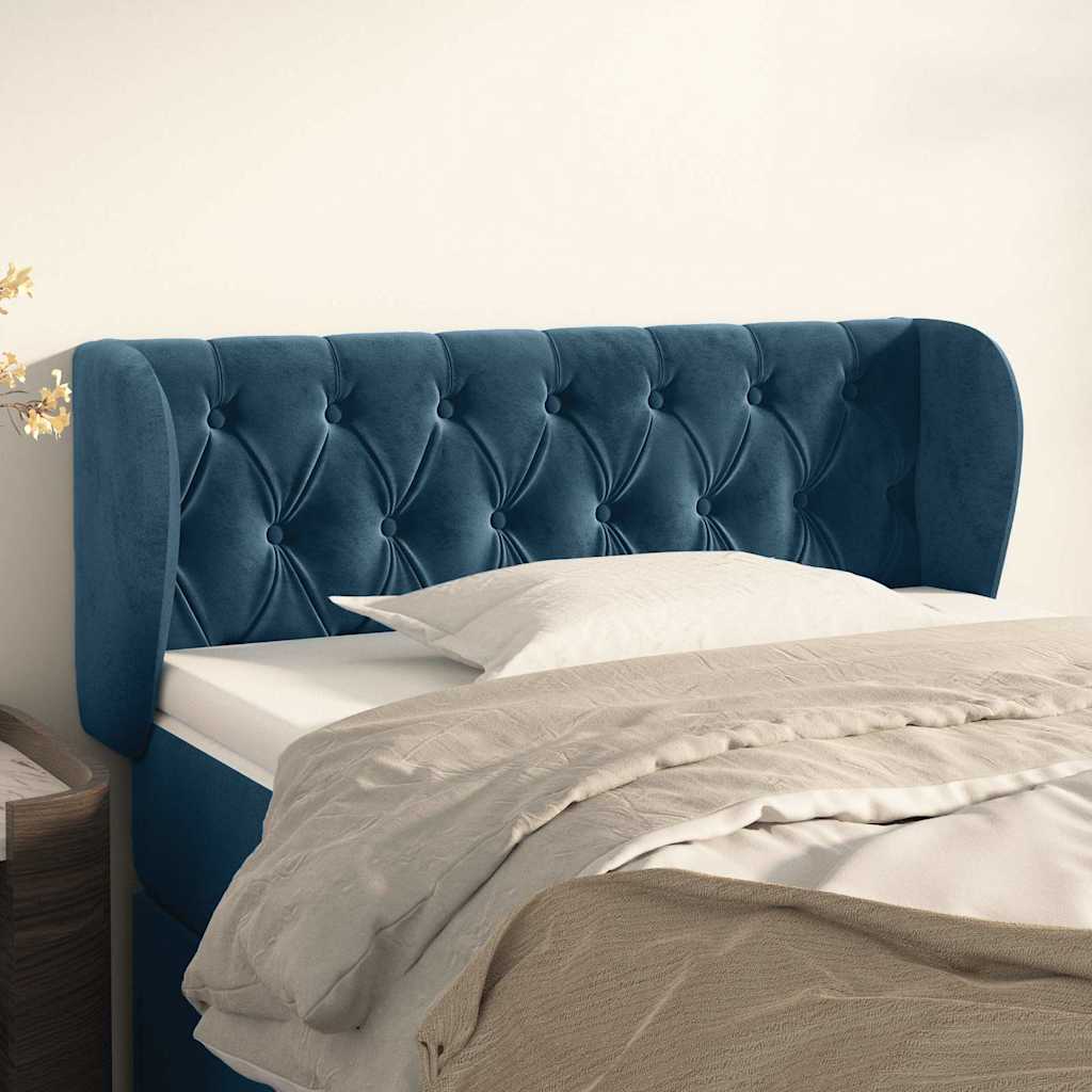 vidaXL Kopfteil mit Ohren Dunkelblau 93x23x78/88 cm Samt blau
