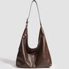 Retro Soft Leather Large-Capacity Tote Bag Women'S Bag Single Shoulder Underarm Bag Trendy Daily Leisure Commuting Medium And Large Bag