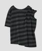 Taibseobiseu Asymmetric Off Shoulder Stripe Top [Charcoal]