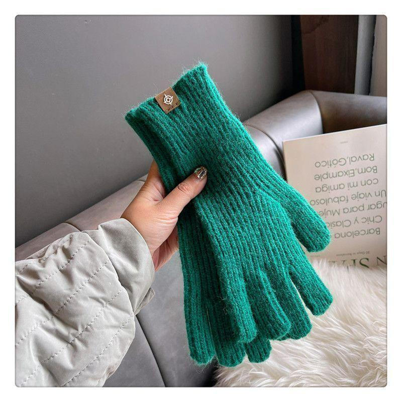 Knitted Candy Color Gloves with Fingers Exposed Fingers Touch Screen Imitating Hanharajuku Wind Protecting Wrists Autumn and Winter