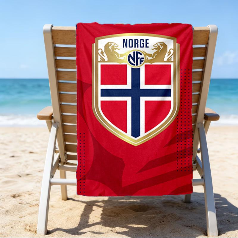 Asciugamano da Spiaggia in Microfibra con Stemma del Calcio Norvegese, Leggero e Asciugatura Rapida, per Viaggi Estivi, Essenziale per la Spiaggia, Piscina all'Aperto