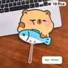 10Pcs Cute Cartoon Capybara Shape Plastic Folding Fan Summer Portable Mini Cooling Fan Student Handheld Fan Kawaii Kid Fan