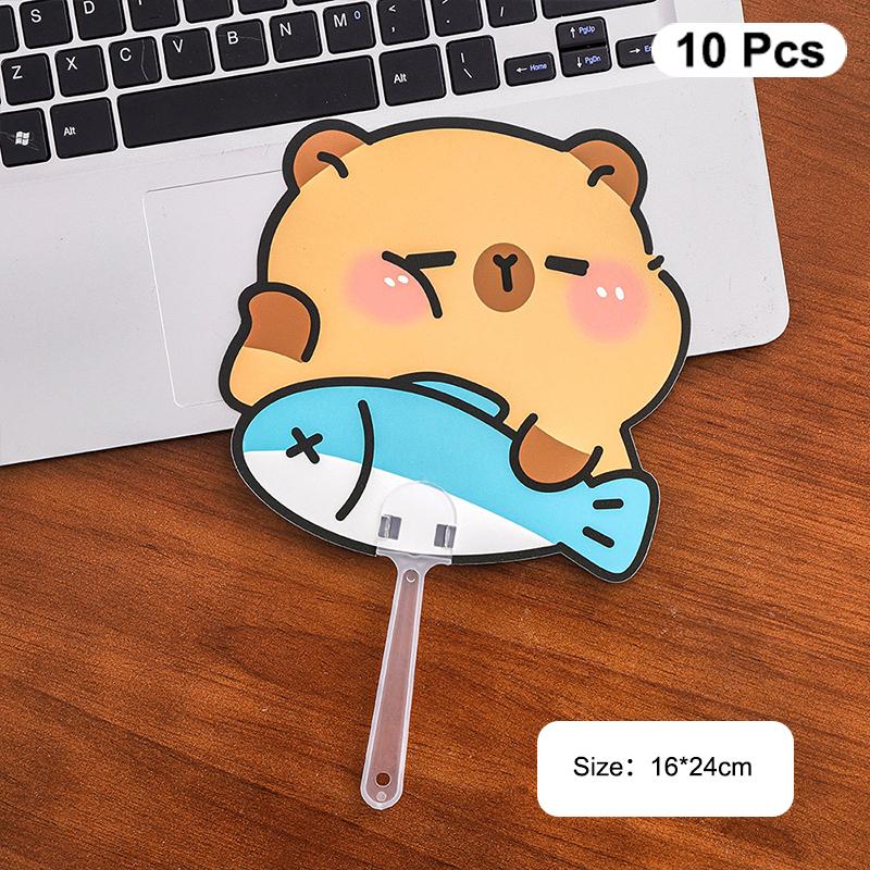 

10 шт. Милый мультяшный складной пластиковый веер в форме капибары, летний портативный мини-вентилятор для охлаждения, студенческий ручной веер, кавайный детский веер