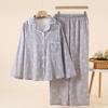 Women's pajamas spring and autumn new pure cotton yarn lace lace homewear loose large size cardigan long sleeve trousers homewear