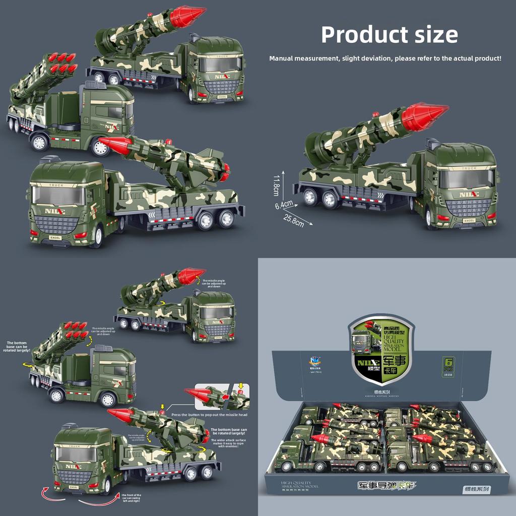 Macchina Militare per Bambini a Inerzia con Missili Razzo e Cannone per Gioco Sviluppo