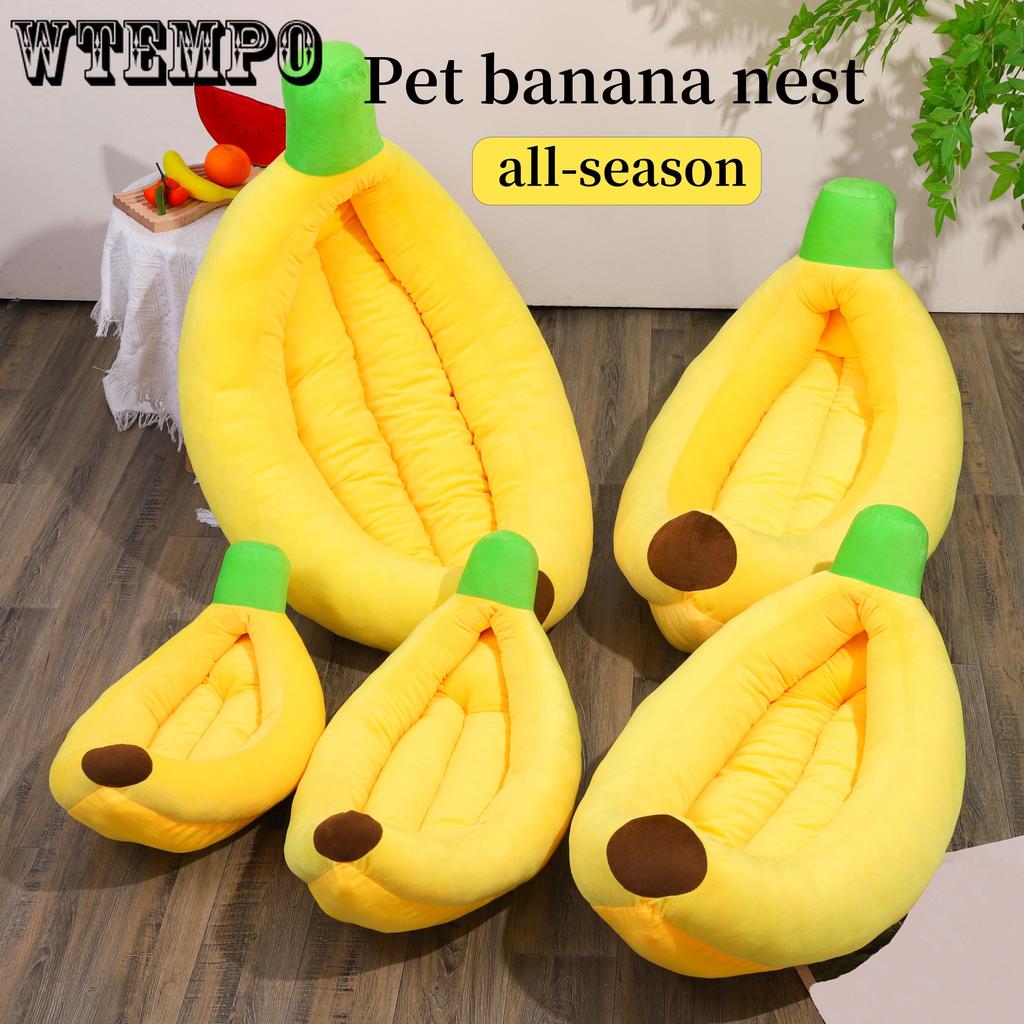 1pc Pet Banana Nest, Detachable And Washable, Warm Plush Dog Cushion Bed, Pet Supplies For Small Medium Dogs And Cats