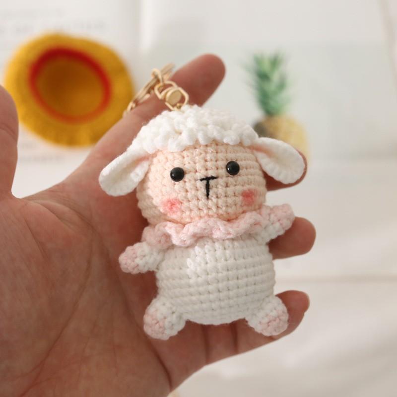 Pilot Design Cute Rabbit Crochet Keychain Handmake Crochet Animal Doll Keyrings For Bag Pendant Knitting Rabbit Keychain Custom