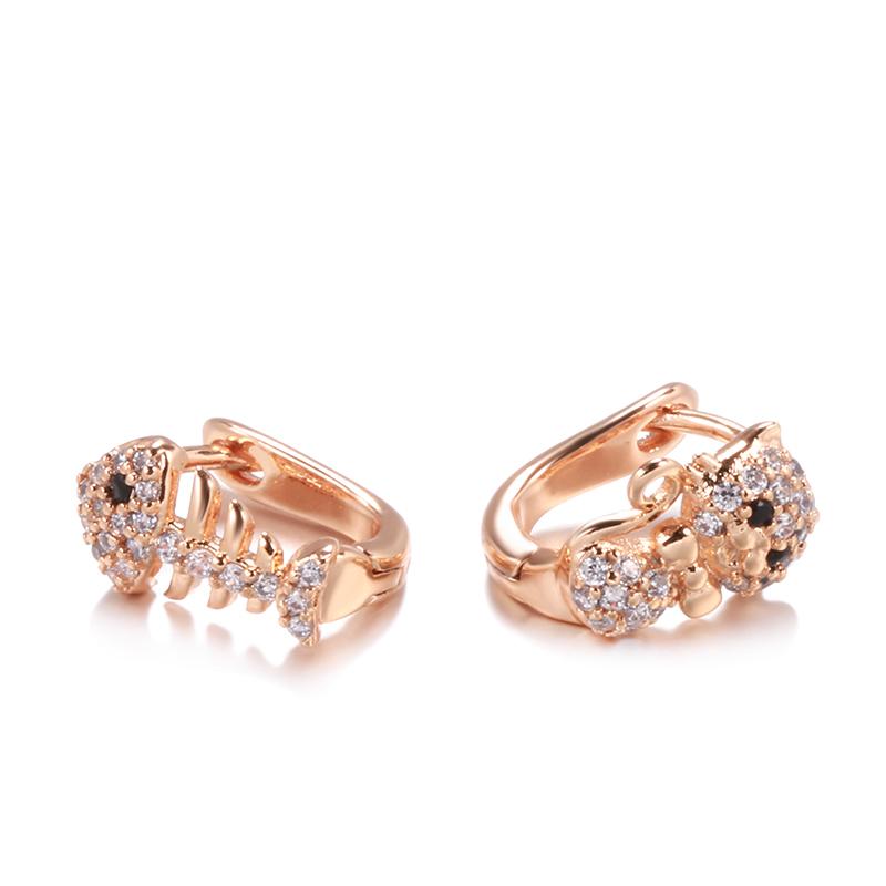 Kinel Cute Cat Drop Earrings For Women Zircon Full Paved Romantic Party Stud Earring Gift