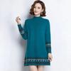 Autumn&Spring Half High Neck Knitted Sweater Dress Women's Loose Long Pullover Ethnic Style Retro Bottom Shirt Female