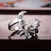 Exquisite retro moonlit night bat ring, trendy personalized men's and women's rings