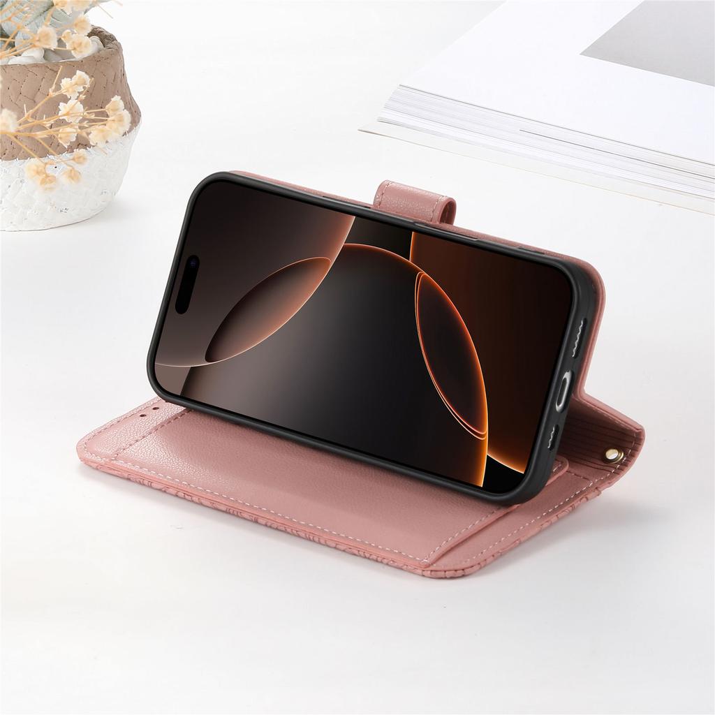Crossbody Zipper Cards Solt Wallet Leather Embossed Flower Case For iPhone 16 Pro Max 15 Plus 14 13 12 Long Lanyard Book Cover