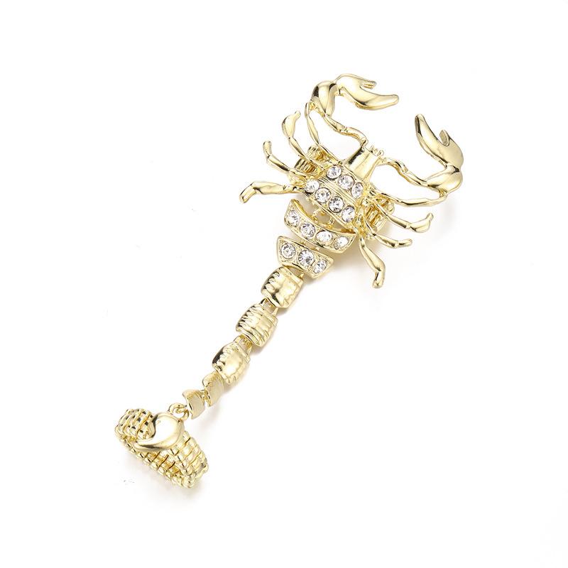 DIEZI Hip Hop Gold Color Rhinestone Scorpion Ring Sets For Women Girls Party Vintage Punk Finger Joint Knuckle Ring Jewelry New