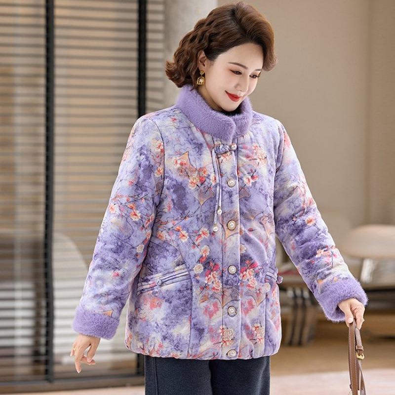 Padded Clothes New Buckle Women's Padded Jackets Winter Piled Thickened Jackets Chinese Padded Clothes Women