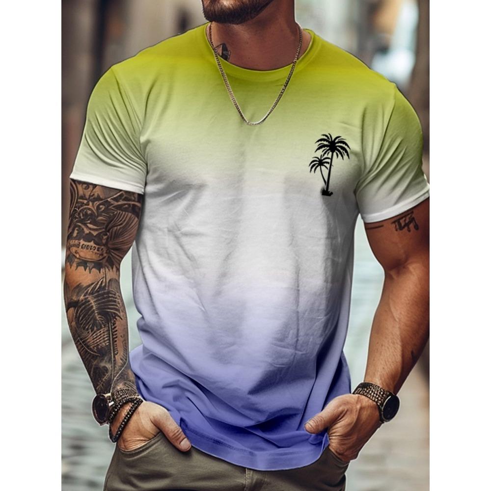 Letnia Codzienna Męska Luźna Bluzka z Nadrukiem 3D Fali Męski T-shirt Outdoor Nadmorski Męska Modna Koszulka z Krótkim Rękawem