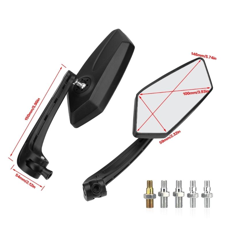 2pcs Rearview Side Mirrors Universal Motorcycle Mirror Rearview Mirror E-Bike Scooter Angle Adjustable Rotating Mirrors