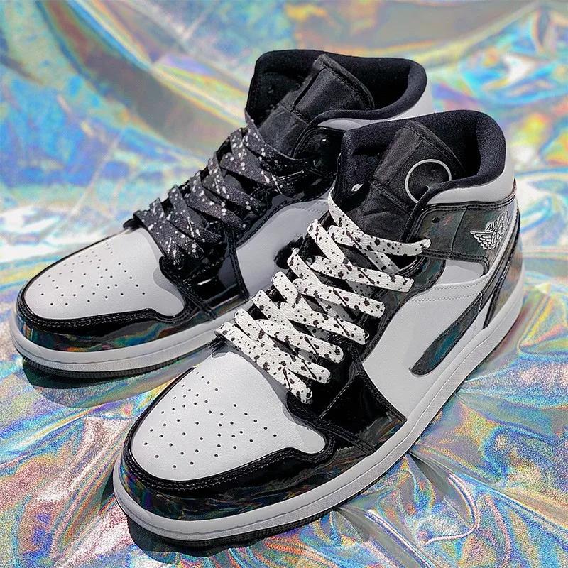 

Шнурки для кроссовок плоские с золотым принтом в виде брызг краски, разноцветные, ручной росписи, шнурки для баскетбольных кроссовок для AF1 120cm