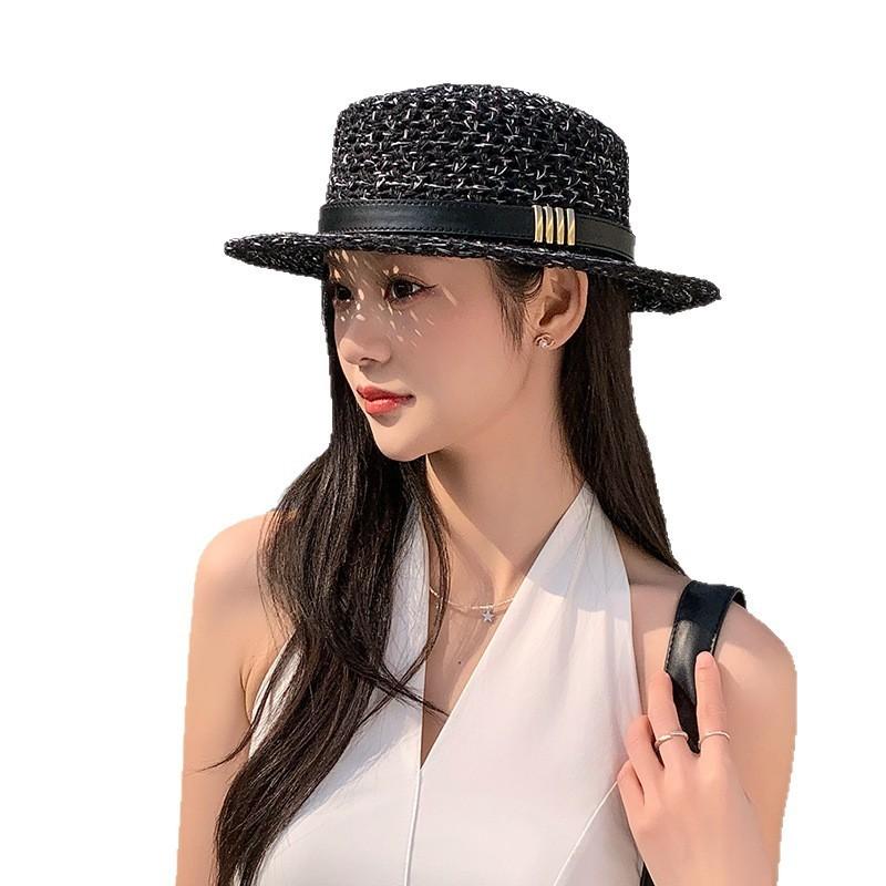 Vintage British Style Straw Hat With Sun Protection For Summer Travel