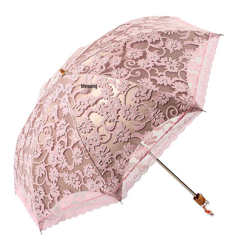Aurora H3206 Dentelle Noir Parapluie Pare-Soleil UV Pliable