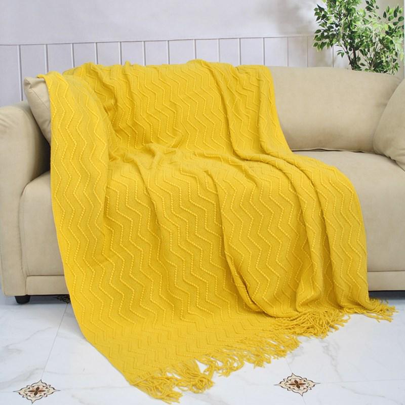 Nordic Solid Color Knitted Throw Blanket - Soft, Luxury Tassel Design for Baby, Home, Office, or Nap.