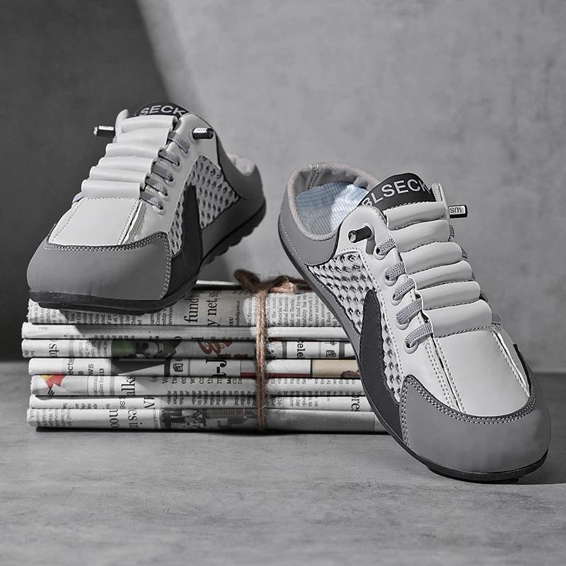2025 Summer New Half Carrier Men's Shoes Soft Sole Casual Comfortable Sneakers Men's Slip-on Beanie Shoes Sneakers for Men