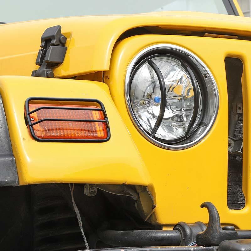 Car Headlight Turn Signal Light Decoration Wheel Brow Lampshade Cover Stickers For Jeep Wrangler TJ 1997-2006 Exterior Accessories