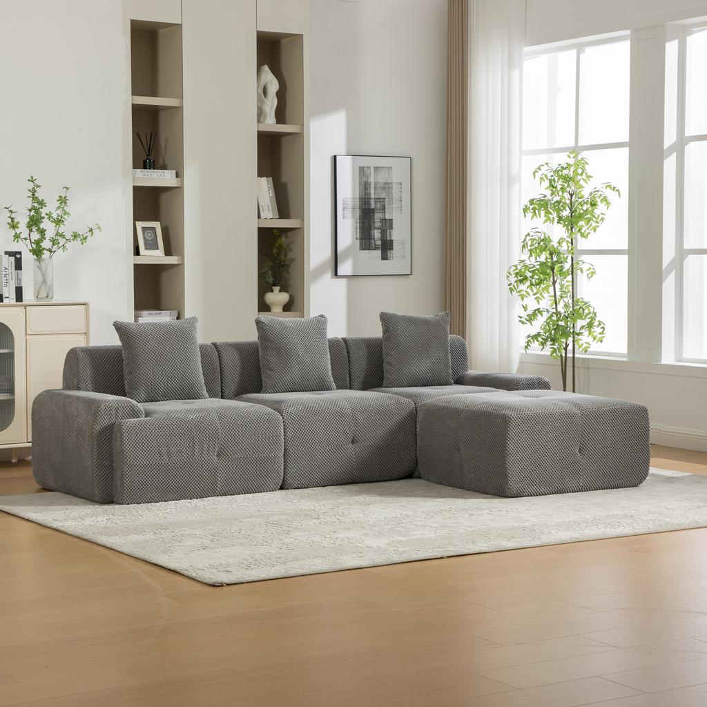 Modular Compression Sofa, Chenille Fabric, 30D High-Elasticity Foam. Easy To Move, Non-Slip Base, Ideal for Living Room and Other Rooms.GRAY