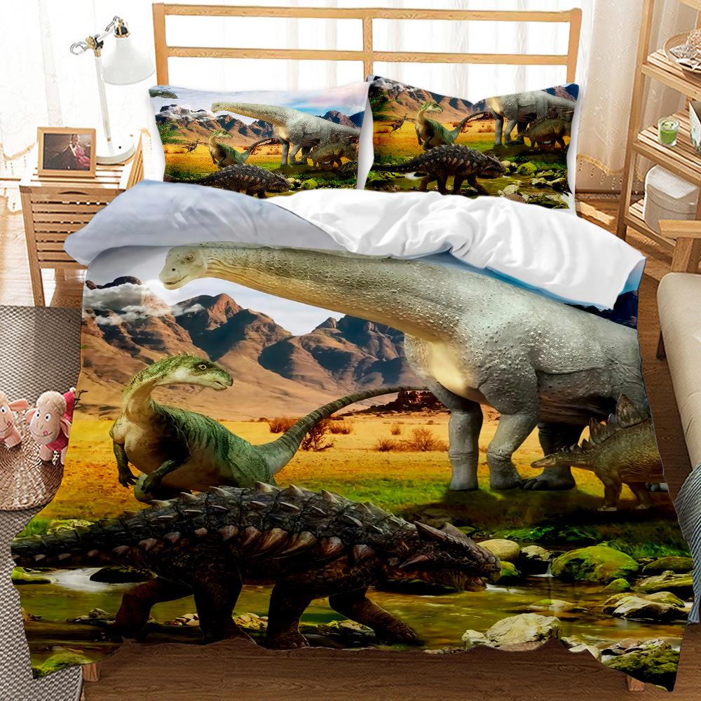 Eden Tyrannosaurus Rex Dinosaur Three-piece 3D Digital Printing Kit Bedding Quilt Sheet