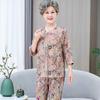 Elderly Women's Chinese Style 3/4 Sleeve Summer Outfit Set