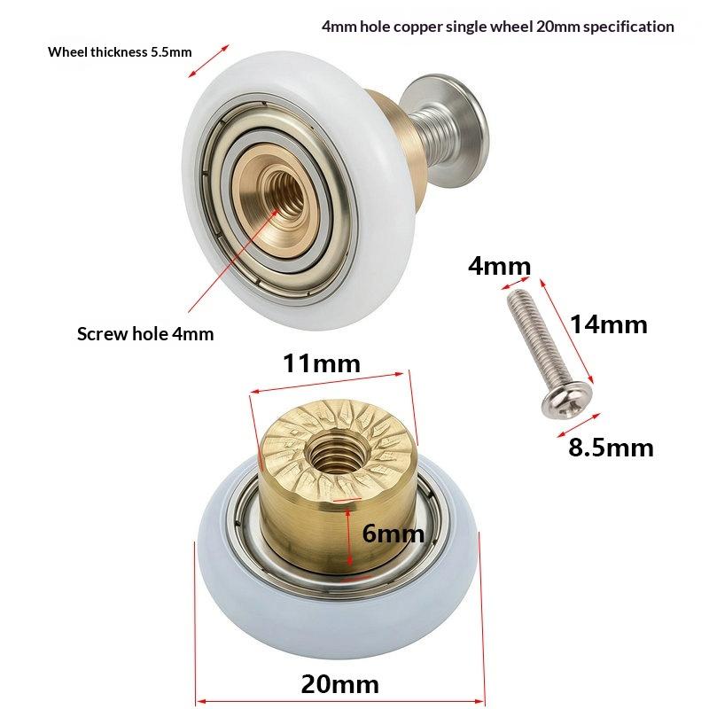 4 Pcs/lot Shower Door Rollers Runners Wheels-Replacement Part Bathroom Glass Door Sliding Shower Door Roller Dia 20/23/25/27mm