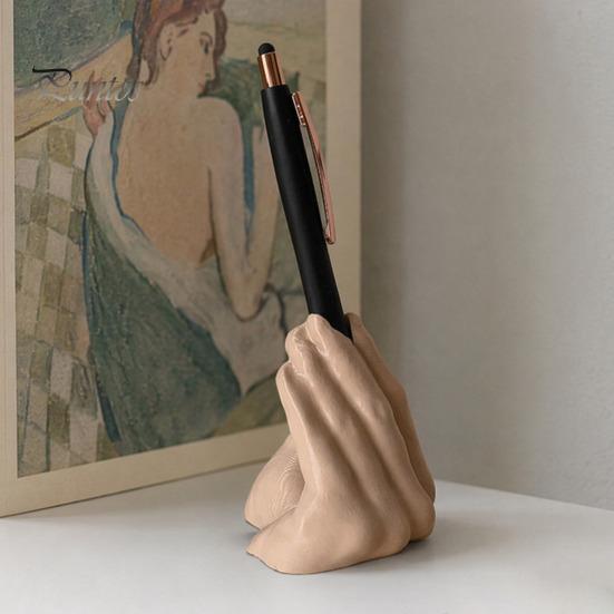 Stable Base Pen Cup Funny Hand Gesture Holder for Desk, 3D Printed Desktop Novelty Pencil Stand, Organizer Office Accessories