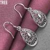 925 Sterling Silver Droplet Shaped Pendant with Piercing Earrings Fashionable Wedding Jewelry