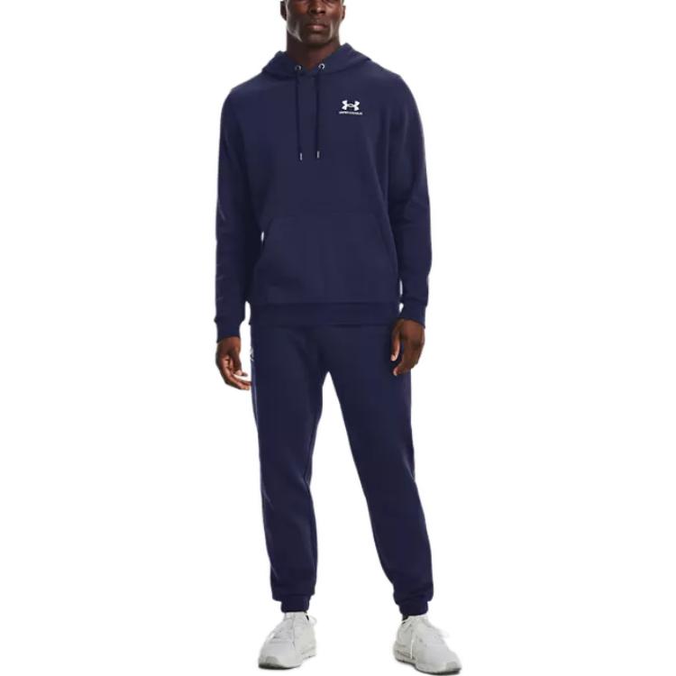 Under Armour Bluză cu glugă de culoare solidă, cu mânecă lungă, sweatshirt pentru bărbați, Albastru închis 1373880-410
