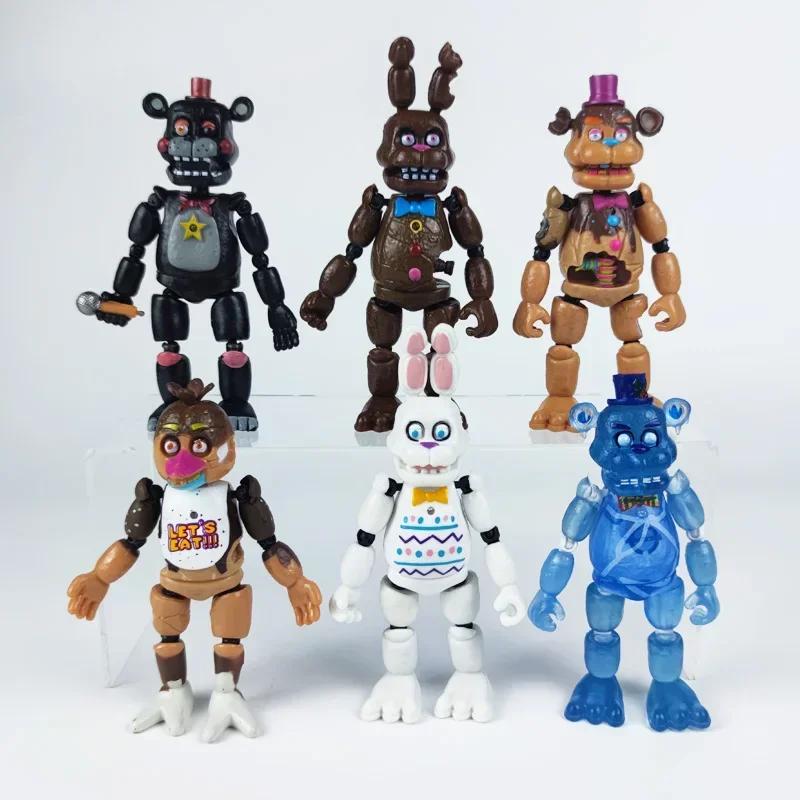 

5-6Pcs/Set FNAF Security Breach Action Figures Joint Movable Detachable Bonnie Foxy Fazbear Bear Doll Playthings