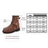 Women's Retro Motorcycle Buckle Boots - 2025 New Skinny Design, Round Toe, Thick Sole, Chunky Heel, Height Increasing, Mid-Calf, Autumn/Winter Style.