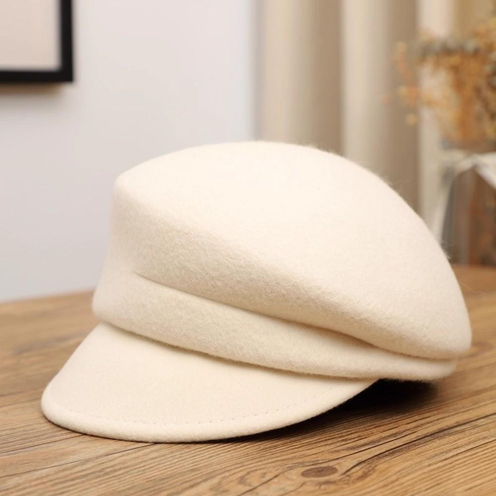 Wool Blend Peaked Cap Sloping Brim Beret Hat Fashion Newsboy Cap For Women