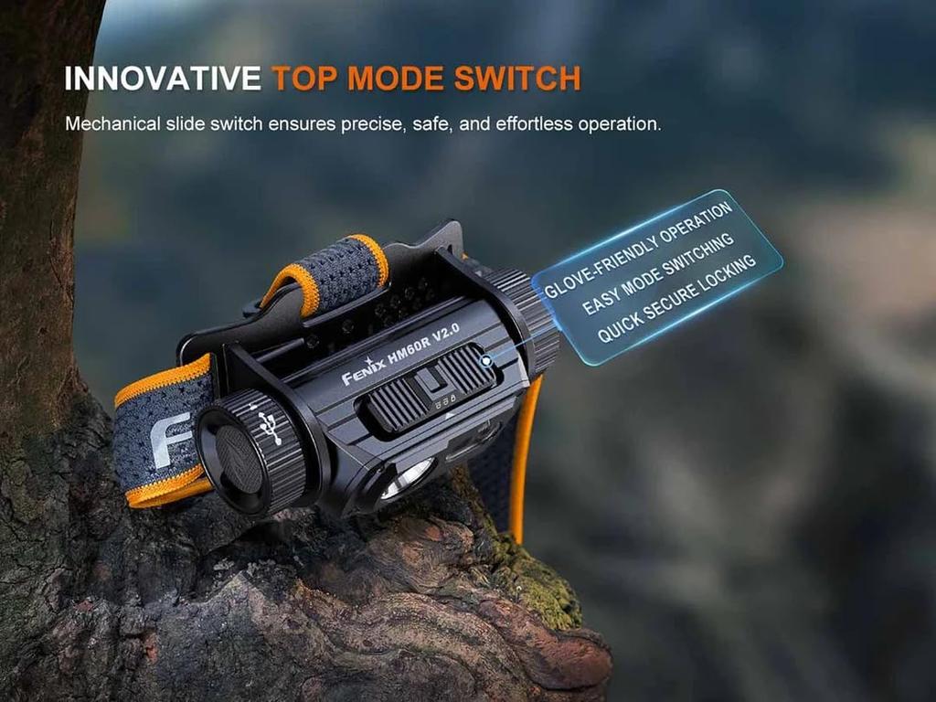 Fenix HM60R 1600 Fast Spot Flood Light with Red Lightweight and for and Field Work V2.0 Headlamp, Lumens, USB-C Charging, & Light, Waterproof,