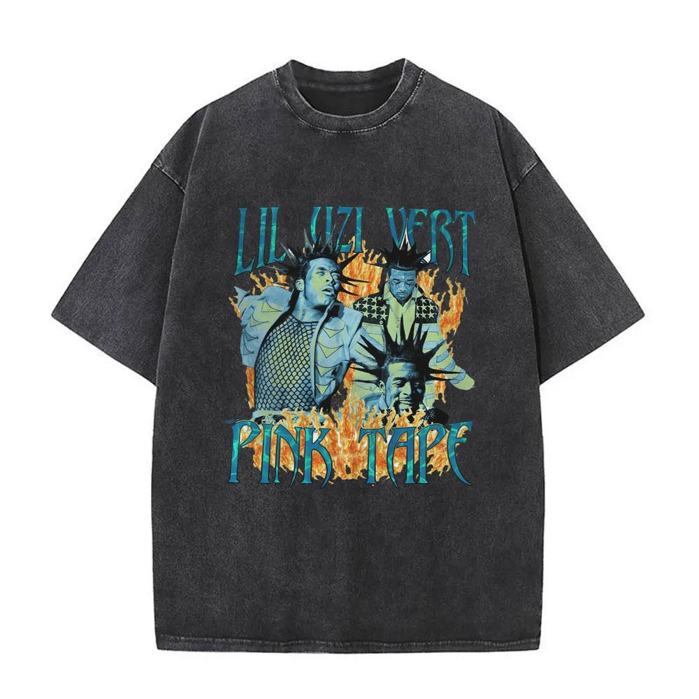 Washed Rapper Lil Uzi Vert Vintage Graphic T Shirts Men Women Hip Hop Short Sleeve Oversized Streetwear Fashion Tshirts Unisex