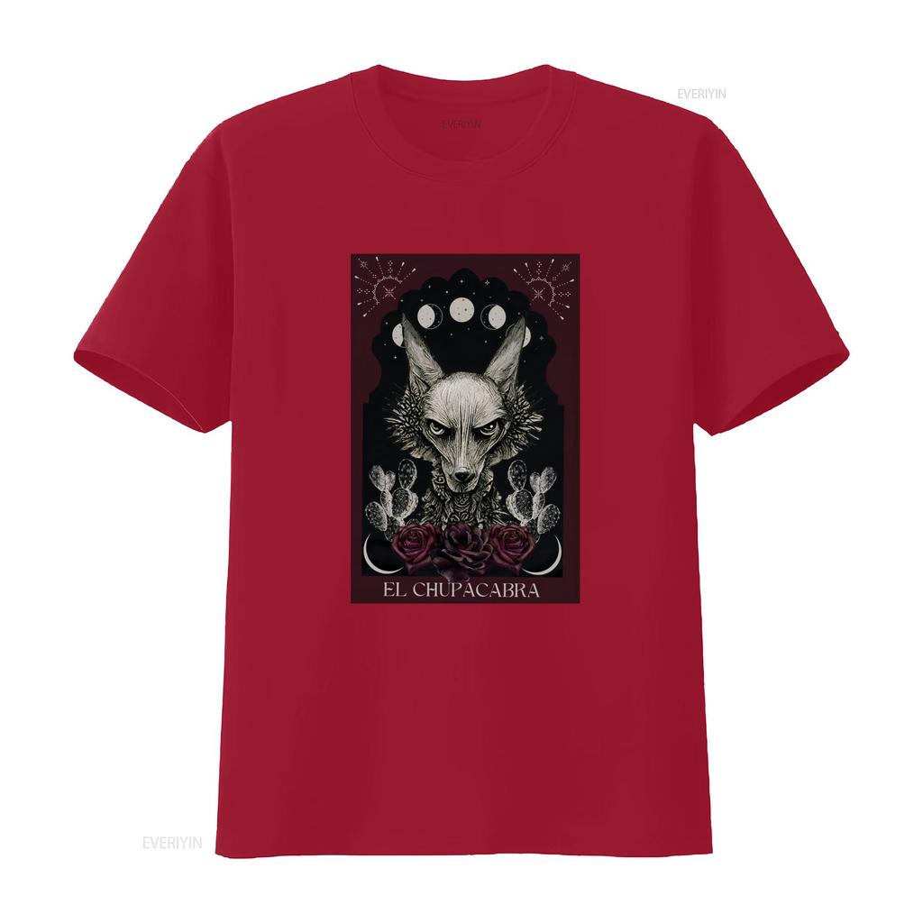 El Chupacabra T Shirt Cryptid Tarot Card Supernatural Cryptids Folklore Cryptidcore vintage Washed Top For Everyday Wear