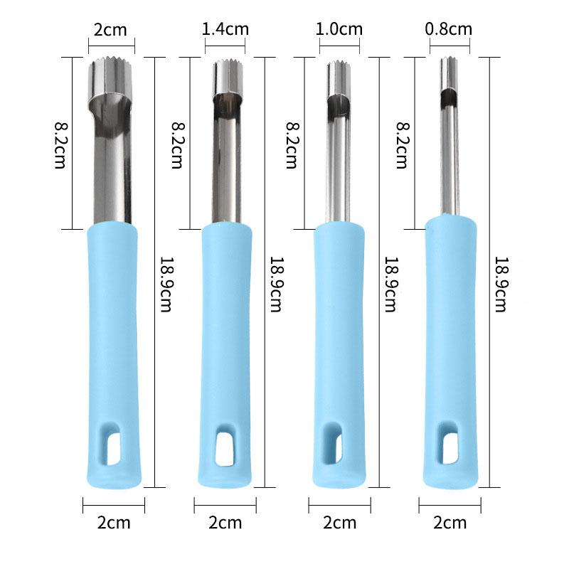 

4 Pcs Stainless Steel Pear Green Dates Fruit Pitter 0.8/1/1.4/2Cm Core Seed Remover For Cherry Hawthorn Corer Kitchen Gadgets синий