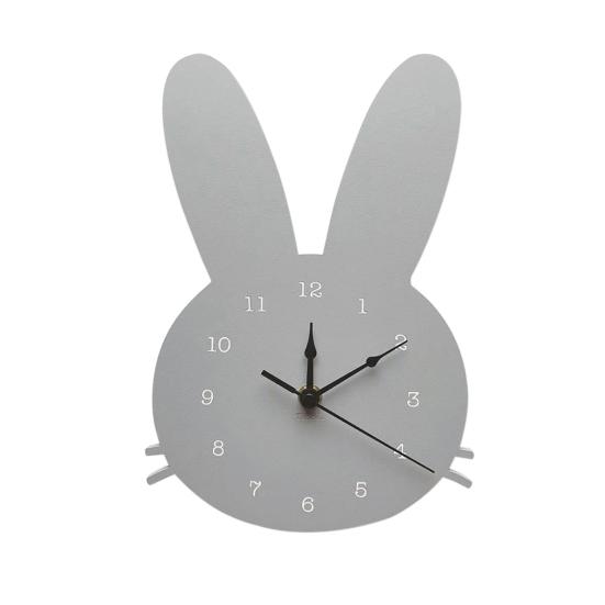 Nordic Schattig Konijn Houten Mute Wandklok Slaapkamer Kinderkamer Woondecoratie