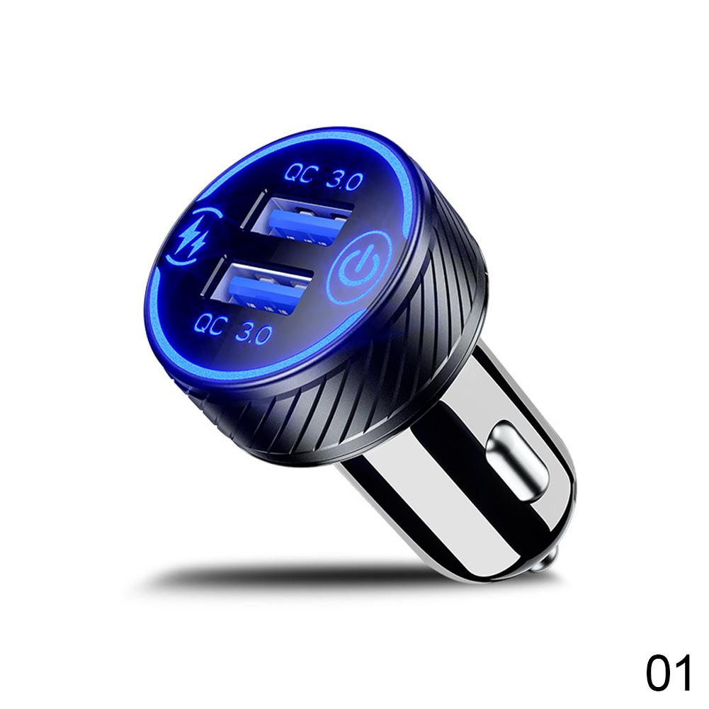 18W Dual QC 3.0 USB Port Multiple Car Charger Socket with Touch Switch Fast Charger Car Adapter Triple Aluminum Metal 12V 24V