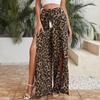 Fashion Women's Printed Casual  Wide Leg Pants Straight Leg Pants Slit Pants