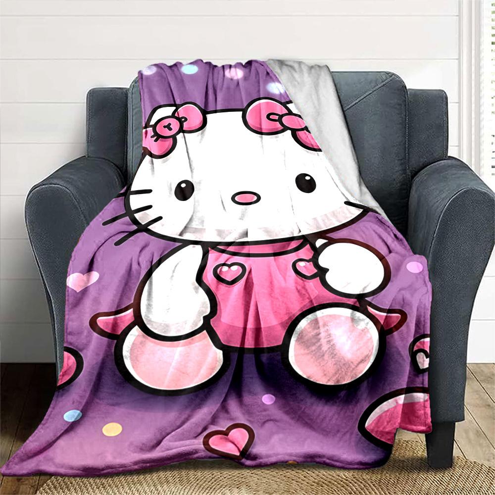 1pc Hello Kitty blanket Lightweight Flannel Throw for Sofa Bed Travel Camping Livingroom Office Couch Chair