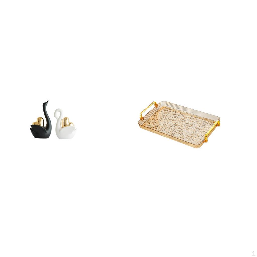 Elegant Swan Figurines And Versatile Tabletop Tray Set for Home Decor Dining Room Bedroom Party