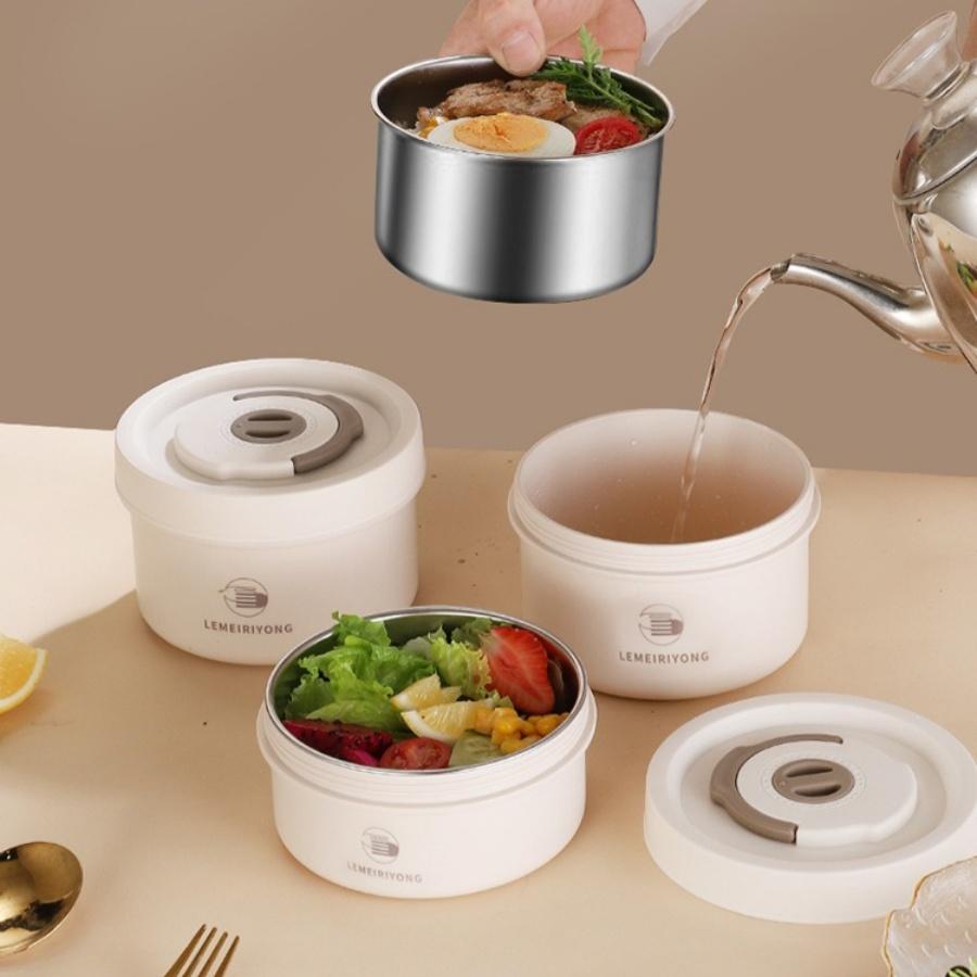 Rundes 304 Edelstahl Bento Box Set Stapelbar Auslaufsicherer Lebensmittelbehälter mit Isolierter Tragetasche