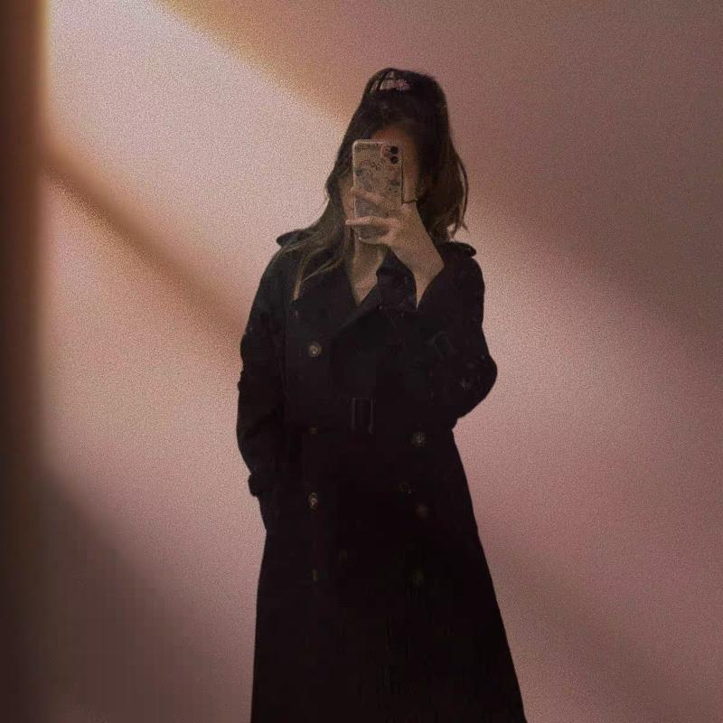 Damen Beiger Trenchcoat Langarm Zweireihig Gürtel Casual Übermantel