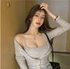 Autumn New Slim-fit Inner Sling Vest Fashion Temperament Cardigan Small Jacket Long Sleeve Two-piece Suit Women