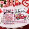 Mother's Day Pink Plaid Floral Kitchen Dishcloth Gift